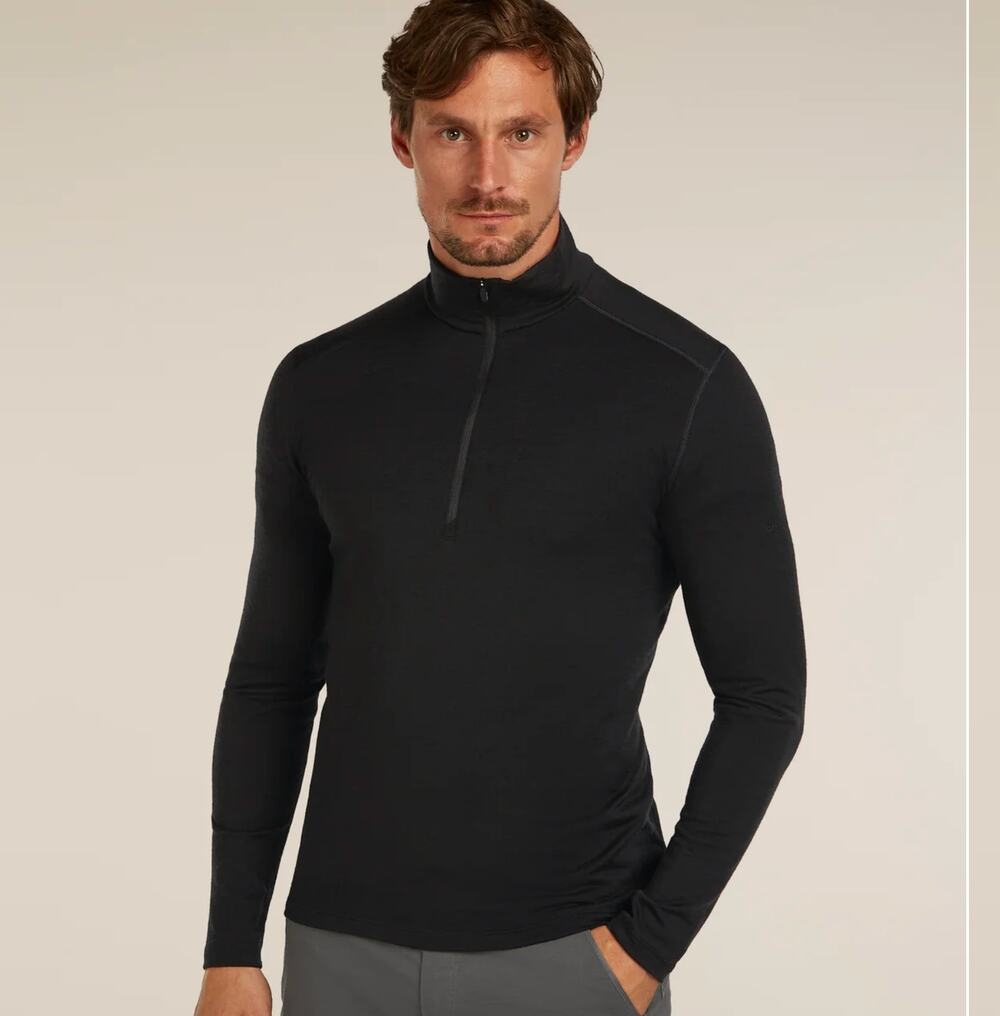 Icebreaker Bodyfit 200 Merino Wool Men's XL Black 1/4 Zip Base Layer Shirt
